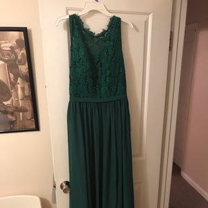 Hunter green, A-line princess scoop neck dress
